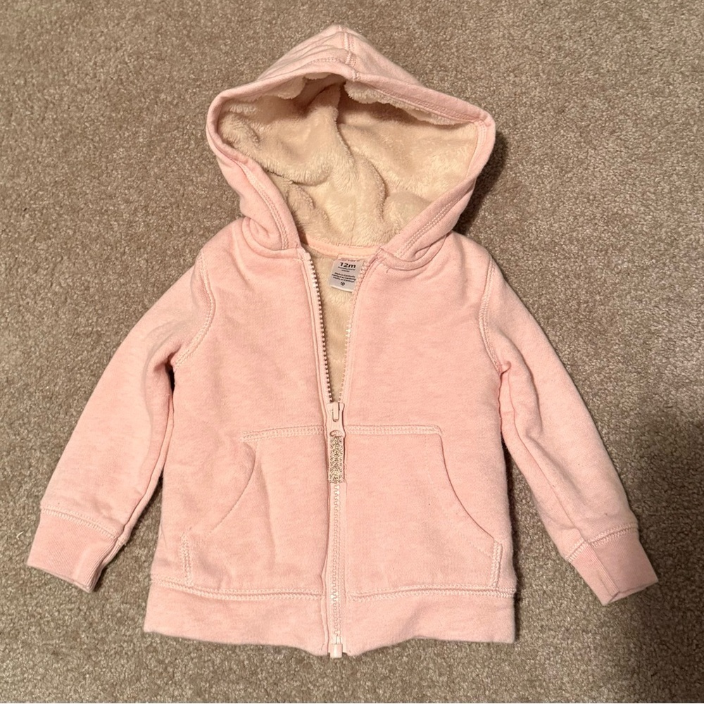 Carters Cozy Pink fleece lined Kids Hoodie